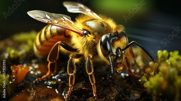 Fototapeta A close up of a bee on a plant