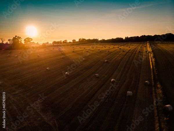 Obraz Hay Bales at Sunset