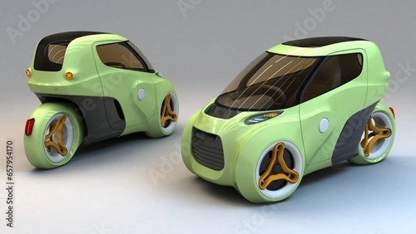 Fototapeta electric trike vehicle concept design, non AI image - 3D illustration