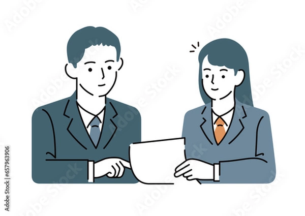 Fototapeta 男性講師と女子学生・個別指導イラスト