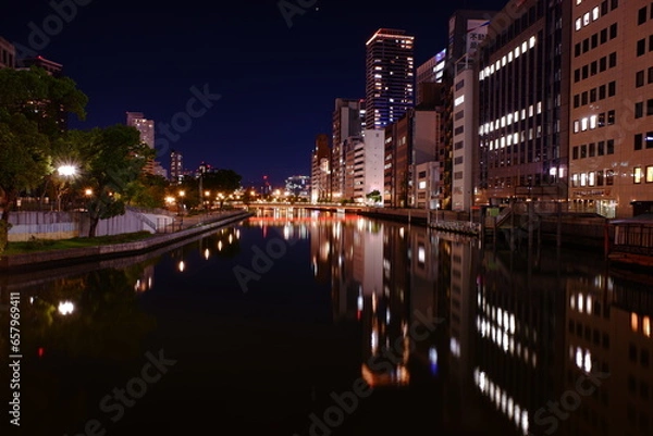 Fototapeta 大阪市内夜景　中之島エリア