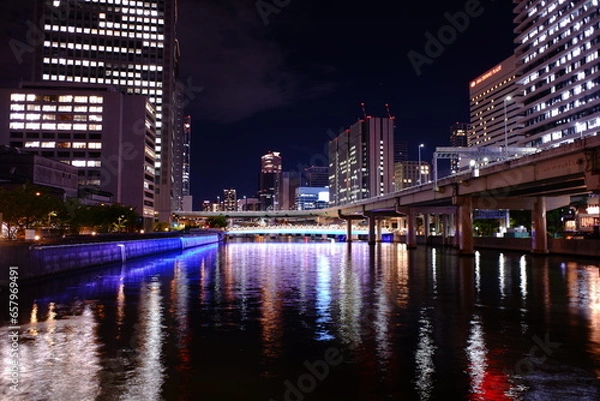 Fototapeta 大阪市内夜景　中之島エリア