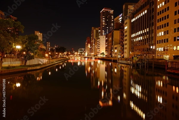 Fototapeta 大阪市内夜景　中之島エリア