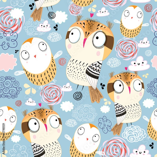 Obraz texture owls in the clouds