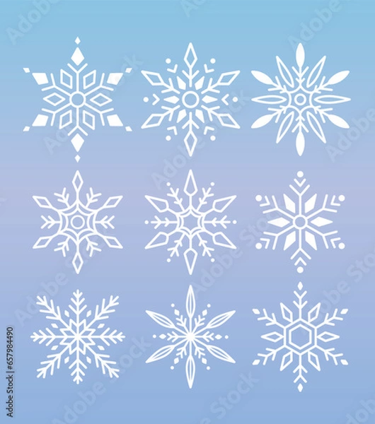 Fototapeta 눈꽃 결정 라인 아이콘 일러스트 세트