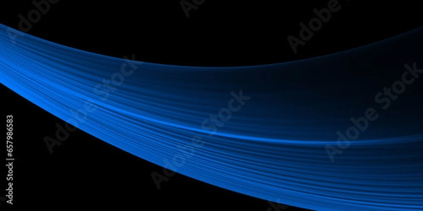 Fototapeta Abstract blue wave on a black background	