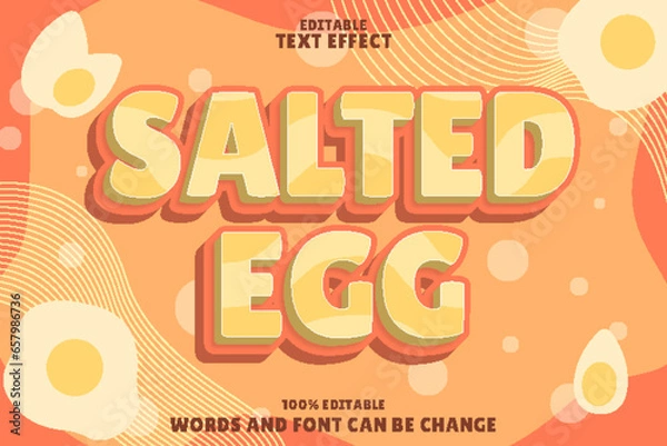 Fototapeta salted egg editable text effect emboss cartoon style