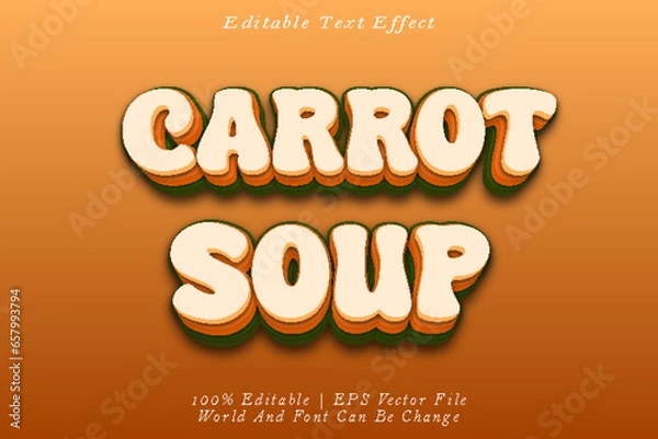 Fototapeta Carrot Soup Editable Text Effect 3D Emboss Cartoon Style