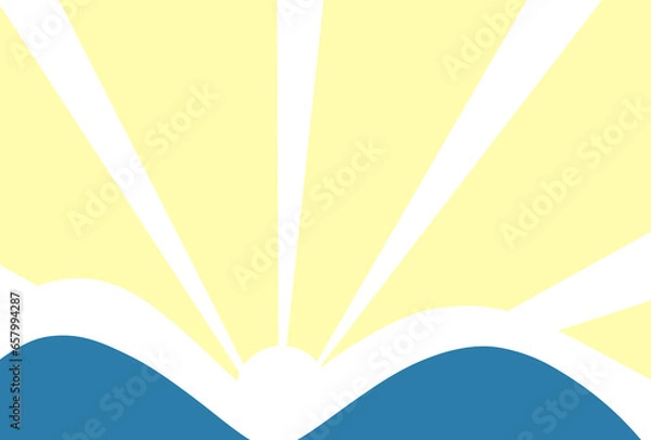 Obraz 初日の出　富士山　年賀状素材　イラスト　レトロポップ