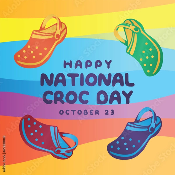 Fototapeta Flyers promoting National Croc Day or other events can utilize vector images concerning the holiday. design of a flyer, a celebration.