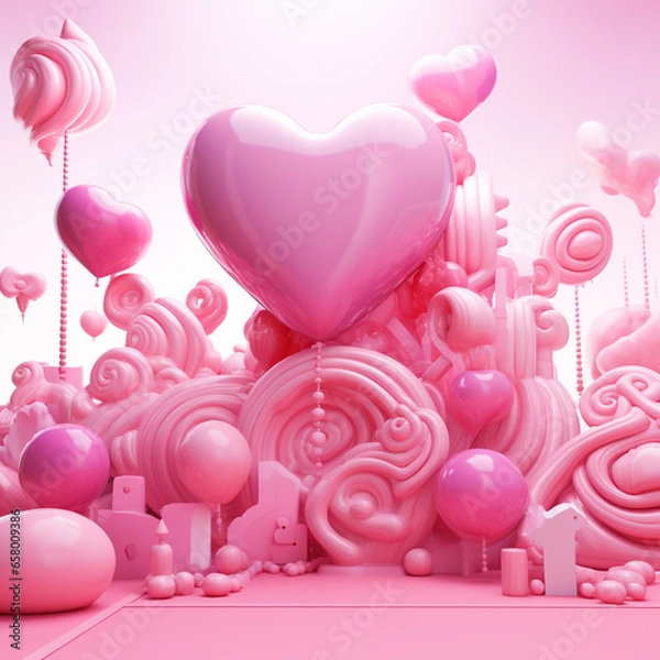 Obraz pink heart shaped balloons