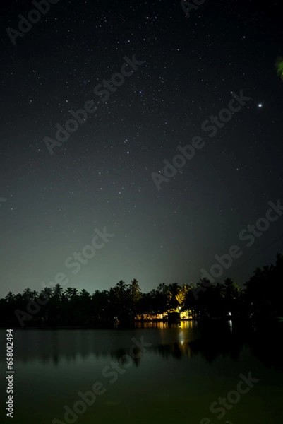Obraz night sky over lake