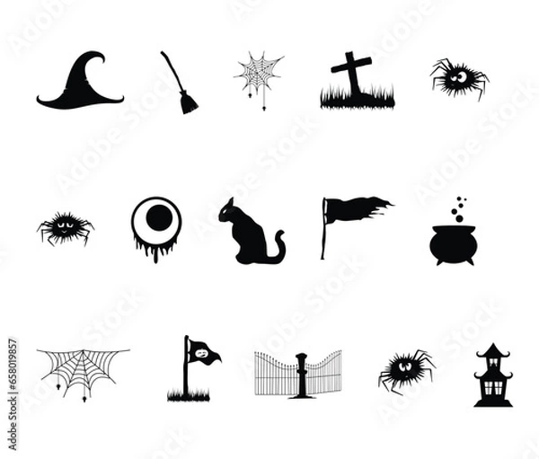 Obraz halloween icons set
