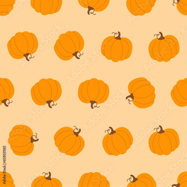 Fototapeta Pumpkin seamless pattern. Suitable for backgrounds, wallpapers, fabrics, textiles, wrapping papers, printed materials, and many more.