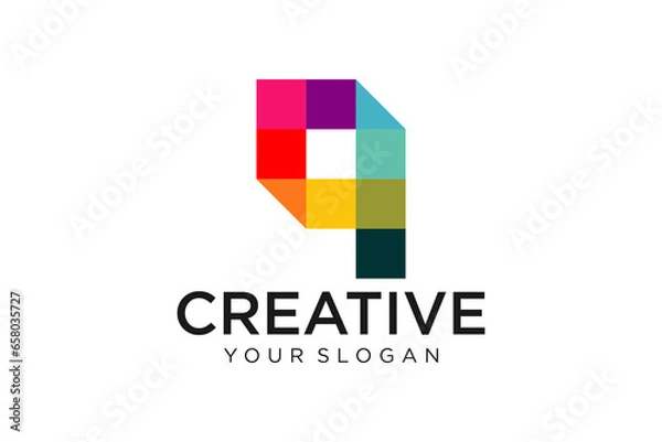 Obraz Abstract logo multicolored squares for company design