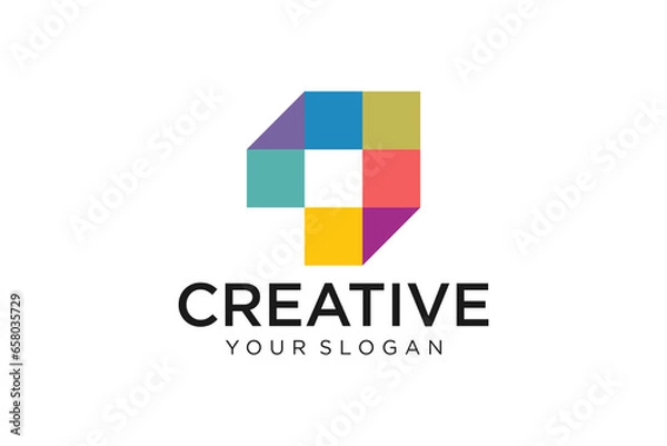 Obraz Abstract logo multicolored squares for company design