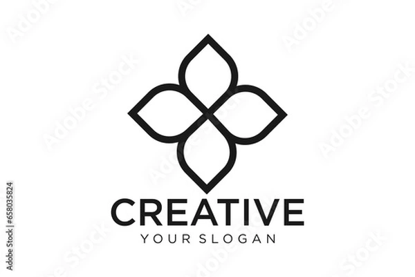 Obraz Abstract elegant tree leaf flower logo icon vector design.