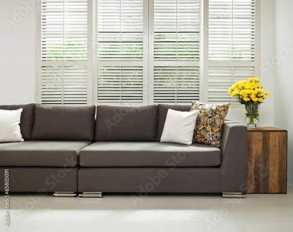 Fototapeta Grey sofa in simple setting