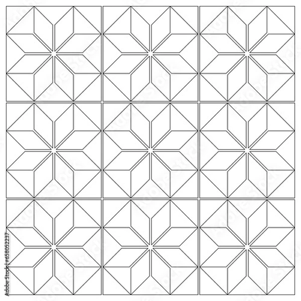 Fototapeta Monochromatic Geometric Elegance: Ancient Black and White Tiles