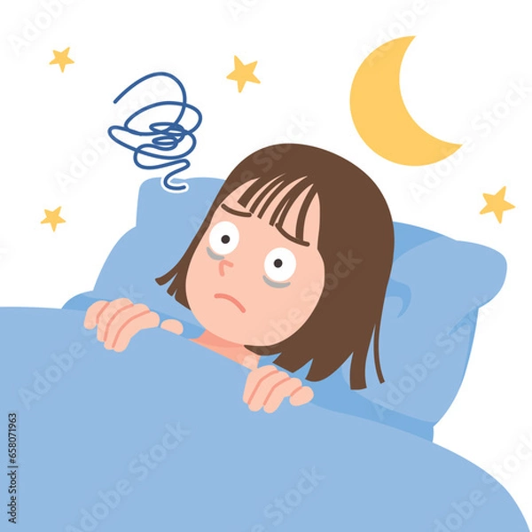 Obraz 眠れない　若い女性　白バック