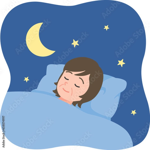 Obraz ぐっすり　眠る　中年女性