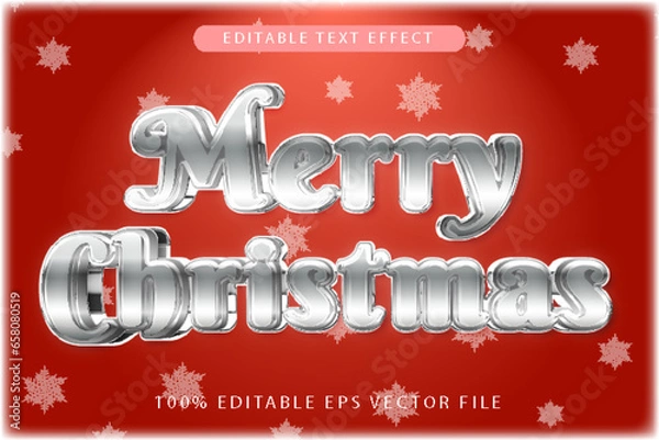 Obraz Merry Christmas Editable Text Effect 3d Silver Style