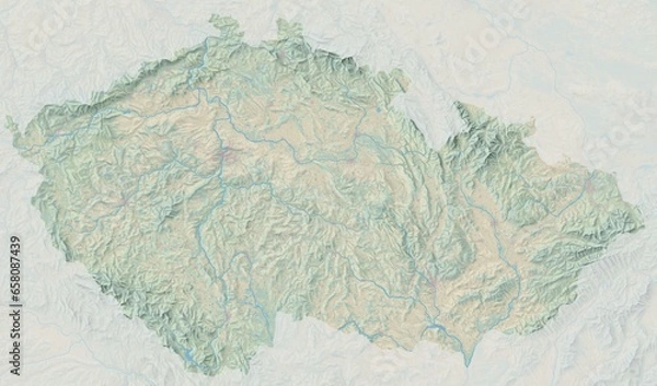 Obraz Topographic map of Czech Republic with colored landcover