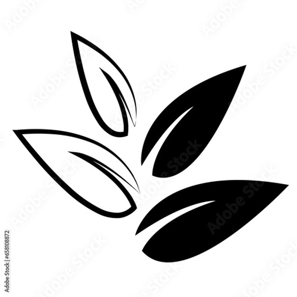 Obraz black and green leaf