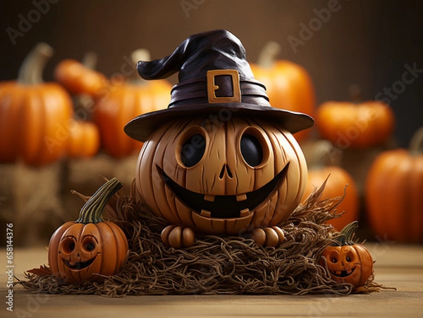 Obraz Several kind smiling pumpkins for Halloween