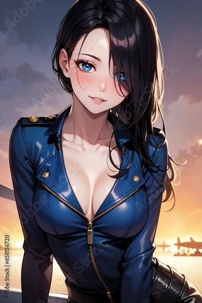 Obraz Anime - Portrait d'une séduisante femme pilote