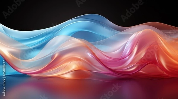 Fototapeta Abstract background transparent smooth wave shiny