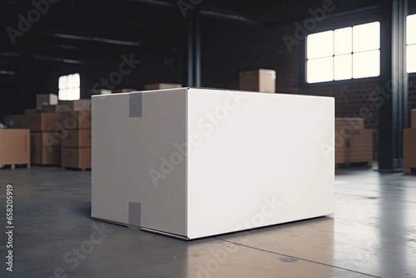 Fototapeta A detailed and attractive mockup of a blank white shining box
