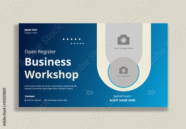 Fototapeta Video thumbnail and banner design for business workshop video tutorials