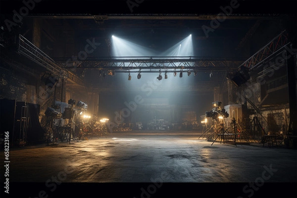Obraz Studio lights backstage scene detailed dark lightings