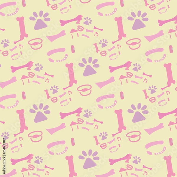 Fototapeta beloved dog icon doodle seamless pattern design with adobe illustrator.eps