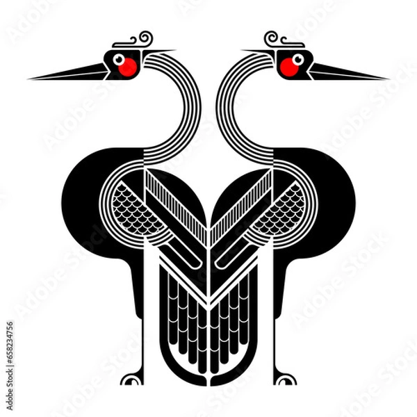 Fototapeta abstract geometric black bird.