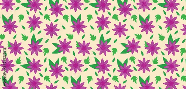 Obraz Free vector seamless pattern with flowers. Wallpaper, book cover, textile print, banner design, print textile design templates background