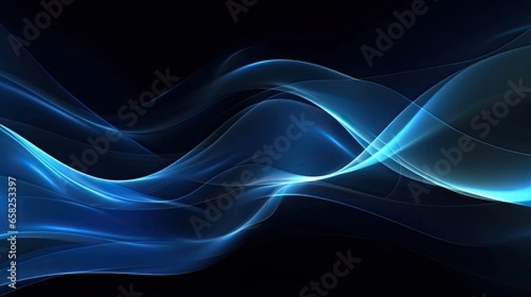 Obraz Abstract Blue Swoosh Background, Generative AI Illustration
