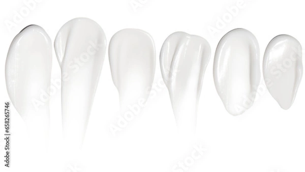 Fototapeta A set of smears of cosmetic cream on a blank background. PNG