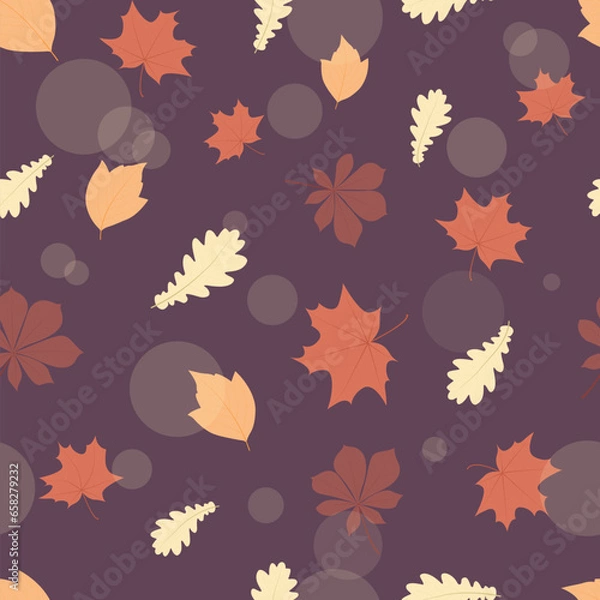 Fototapeta Autumn leaves vector seamless pattern