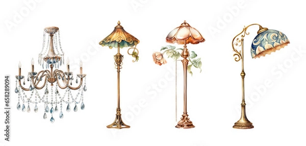 Fototapeta set of lamps. generative ai 