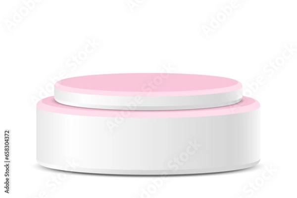 Fototapeta 3d pink and white round podium, pedestal for displaying product presentations, awards