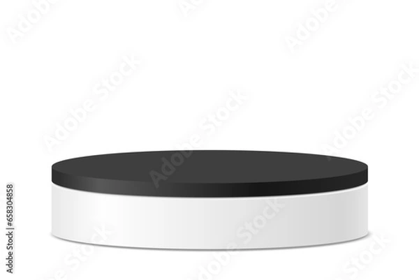 Fototapeta 3d black round podium, pedestal for displaying product presentations, awards