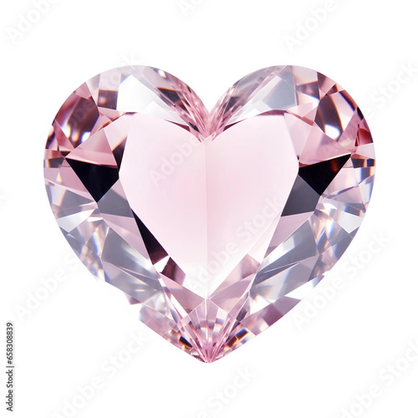 Fototapeta crystal pink heart shape  isolates on a transparent background.