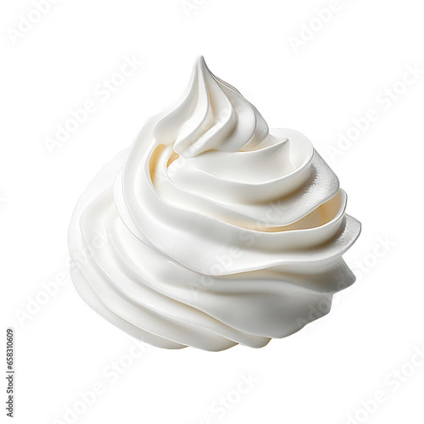 Fototapeta A close-up whipped cream, isolated on a transparent background