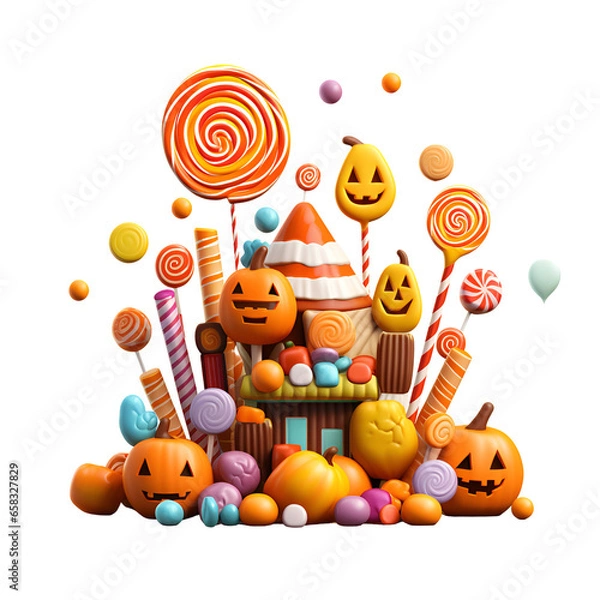 Fototapeta Cartoon Style Realistic Style Halloween Candy No Background Applicable to any Context Perfect for Print on Demand Merchandise 
