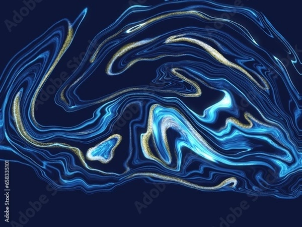 Fototapeta abstract background with liquid texture and gold glitter