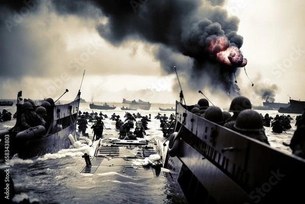 Fototapeta Normandy Beaches: Remembering the Sacrifice and Heroism of WW2 Soldiers

