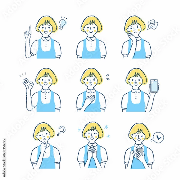 Fototapeta 女性の表情　バリエーションセット