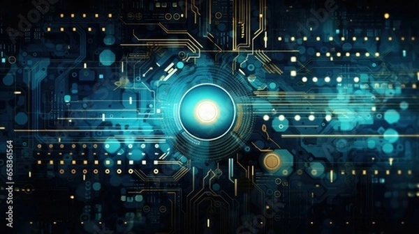 Fototapeta Technology abstract background, Electronic processor illustration